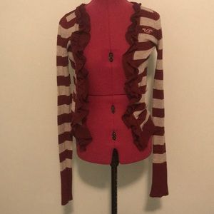 Hollister Ruffle Striped Cardigan Size Small